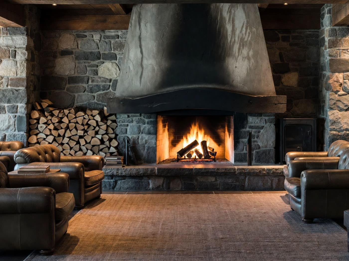 The lounge fireplace at Vale